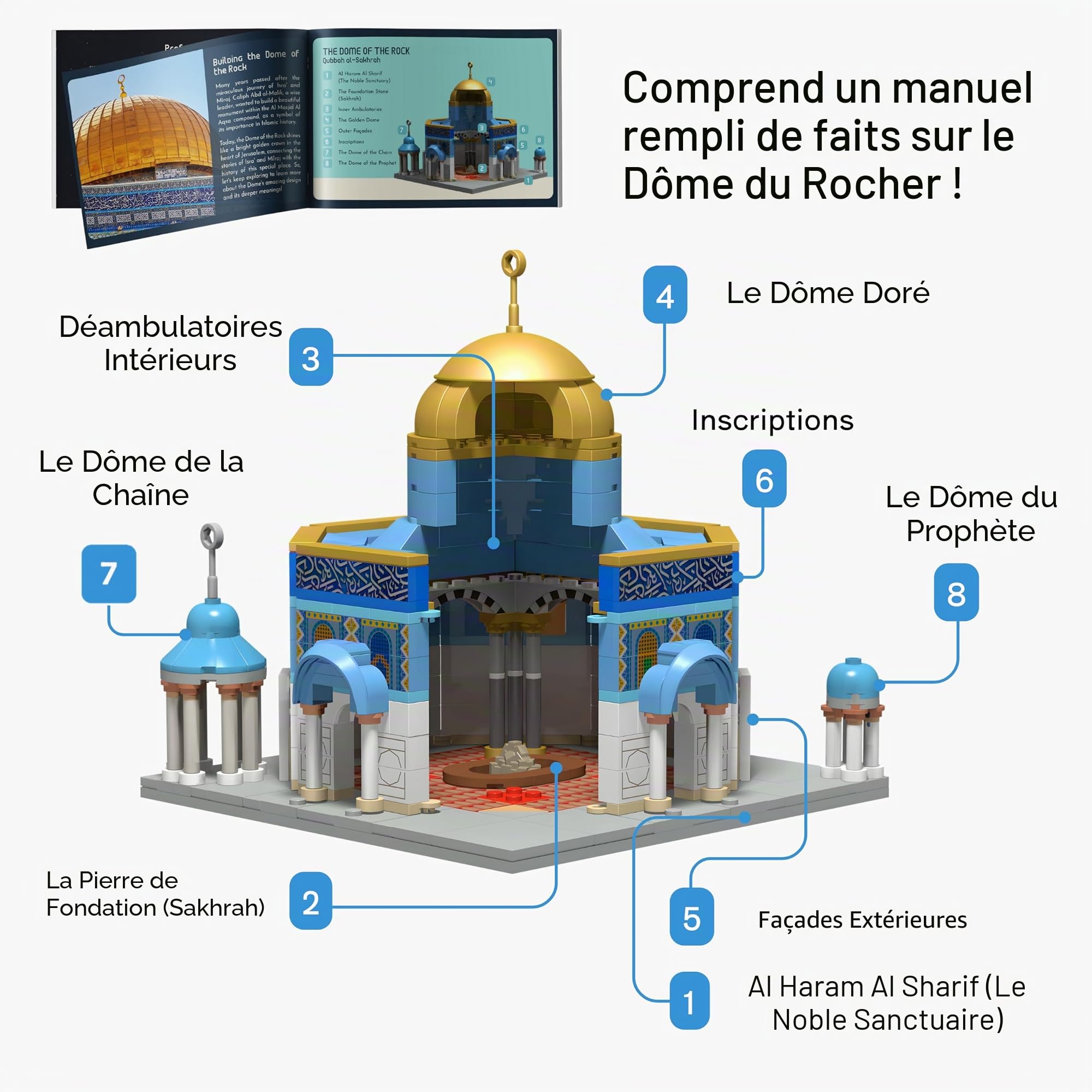 DEENBLOCKS by TAKVA | Blocs musulmans en dôme du rocher, Al Aqsa, briques Kaaba, Masjid, cadeau du Ramadan, jouet, cadeau du Hajj, jeu éducatif islamique pour adultes/familles/enfants/enfants