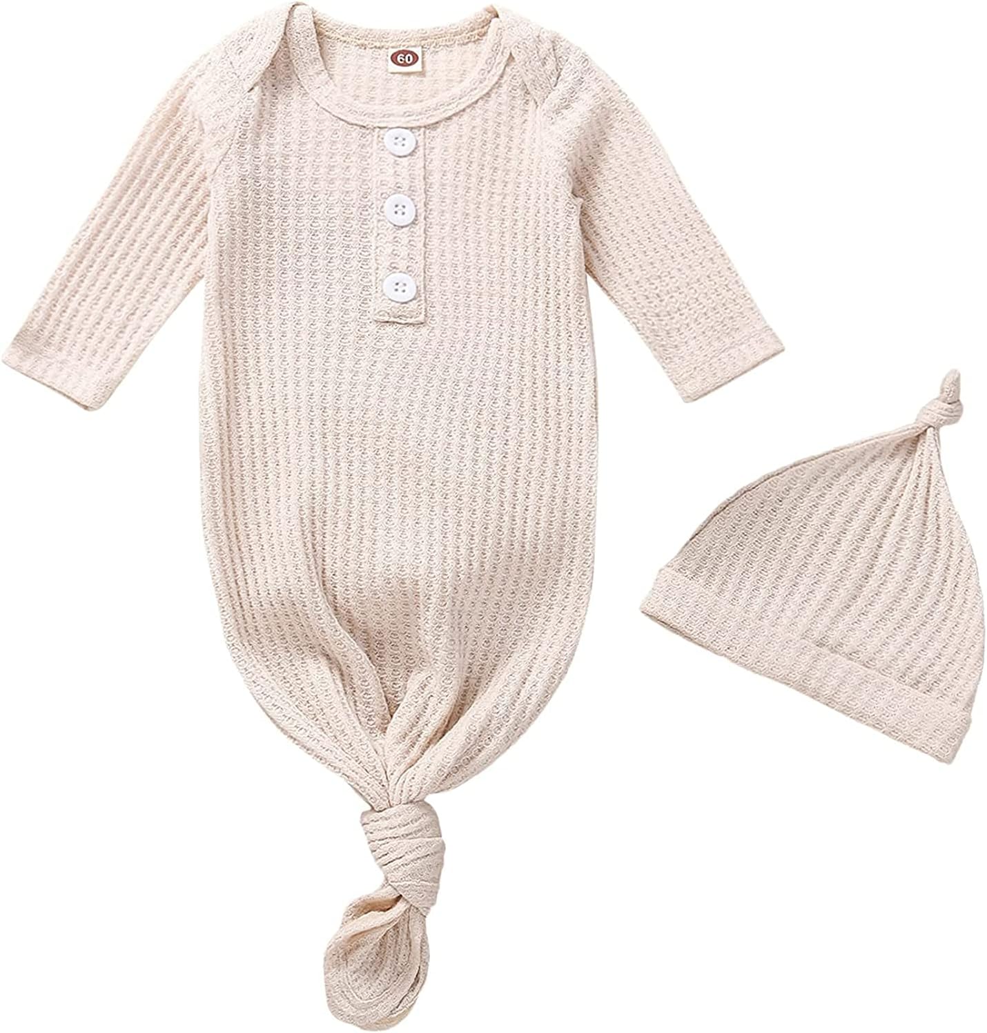 - Twopumpkin Baby Girl Boy Coming Home Knotted Gown Unisex Newborn Infant Sleep Onesie Outfit Cute Baby Winter Pajamas
