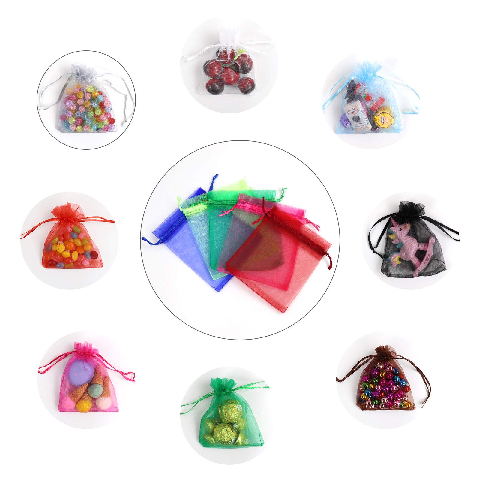 100 Stück Organza-Geschenkbeutel Mit Kordelzug – 8x10 Cm, Koralle-Lila, Für Hochzeiten & Babypartys