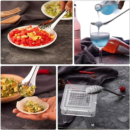 Miniatura 4 de STOBOK Cuchara de esferificación de acero inoxidable para caviar de metal, cuchara pequeña ranurada, colador de huevos, colador de cocina para barra
