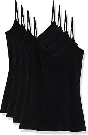 Amazon Essentials Women's Knitted V-Neck Layering Cami Available in Plus Size, Pack of 4