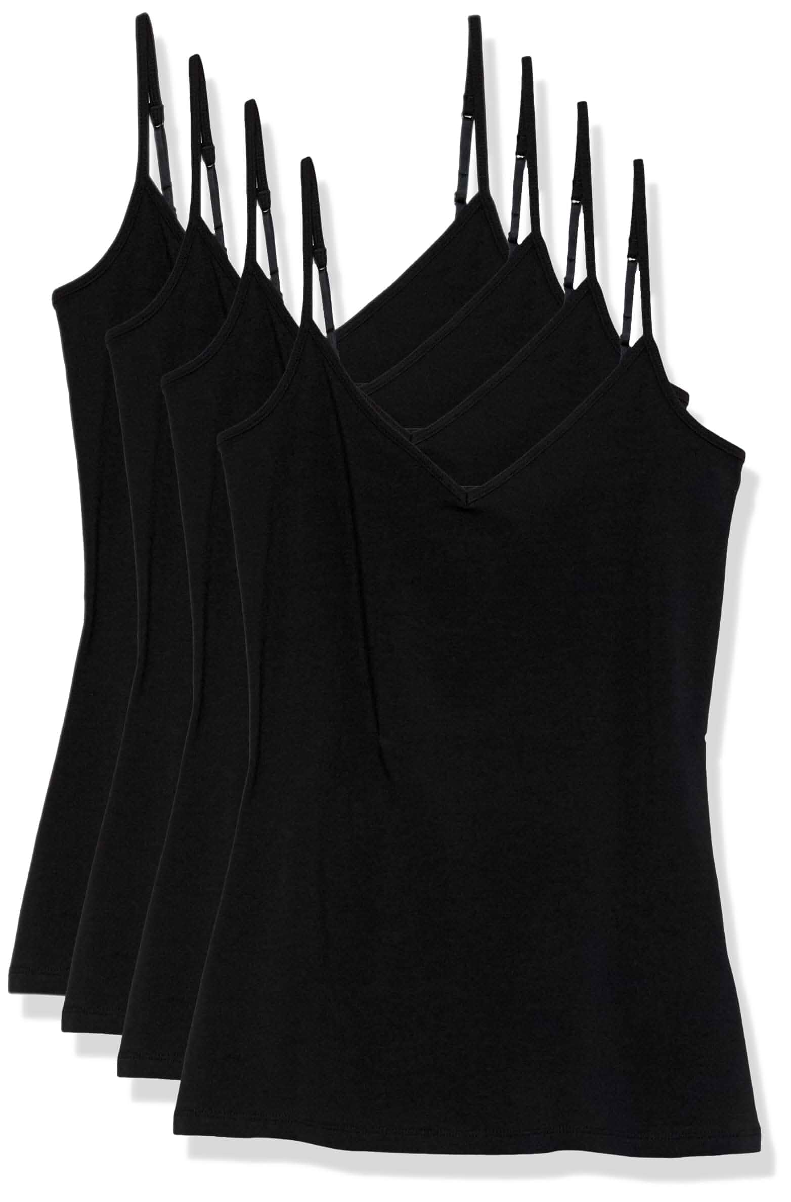 Amazon Essentials Women's Slim-Fit V-Neck Cami, Pack of 4