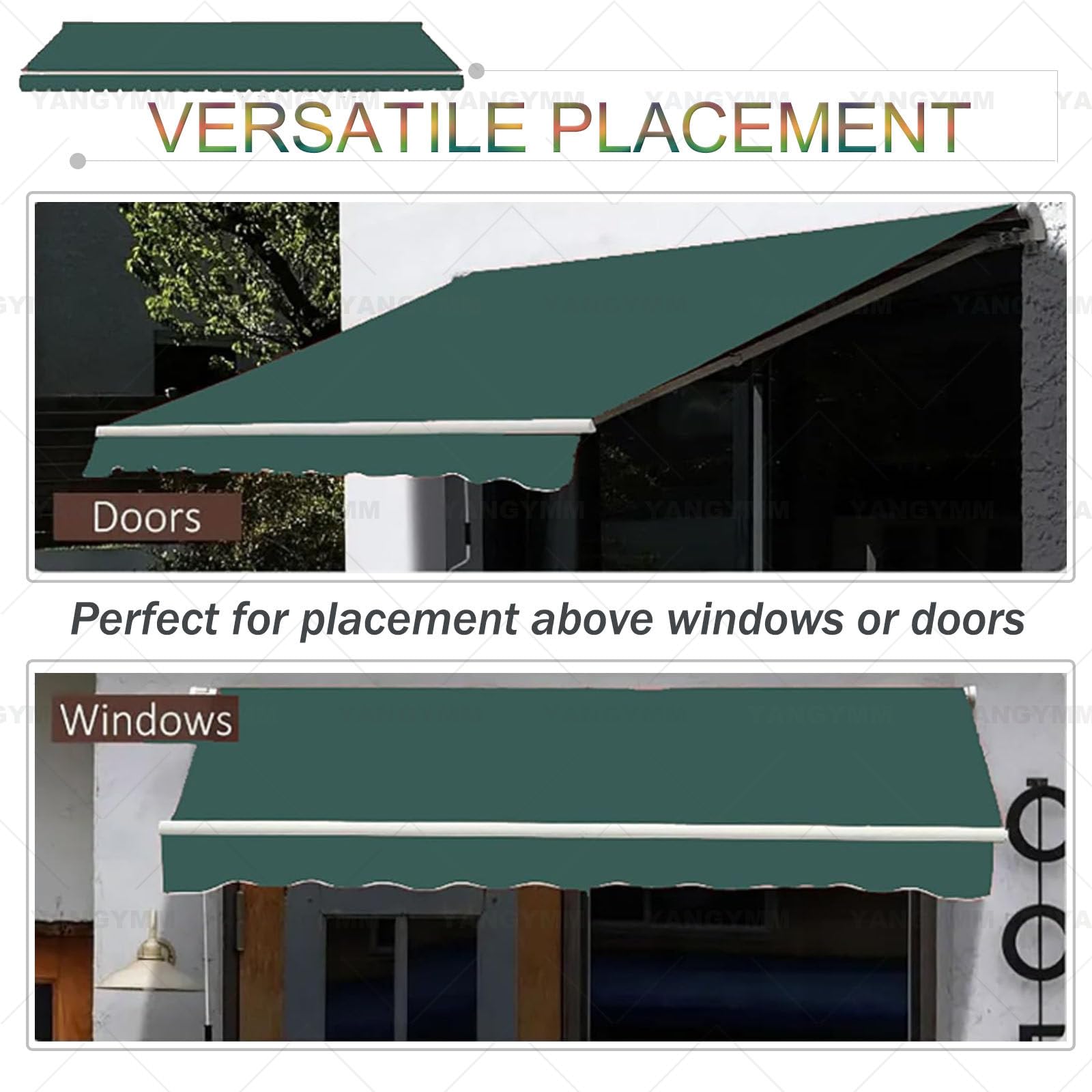 Manuell einziehbare Markise, 4 x 2,5 m, ausziehbares Vordach, Sonnenschutz für Garten, Outdoor, Terrasse, Unterstand mit Kurbel und Wandhalterung, rot und weiß gestreift Garten