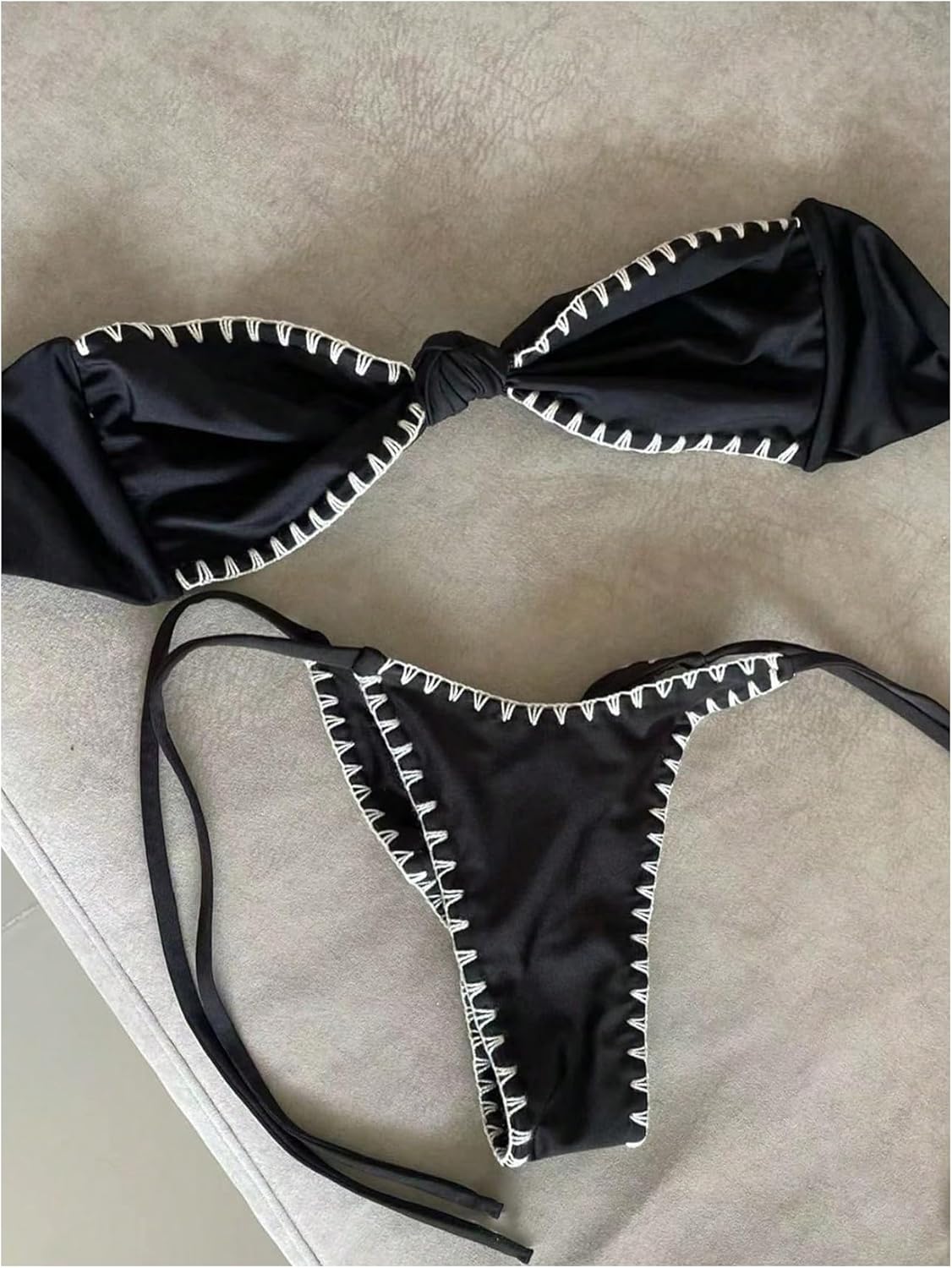 Floerns Women's Bikini Set Twist Strapless Bandeau Tie Side String Bathing Suit - Image 3