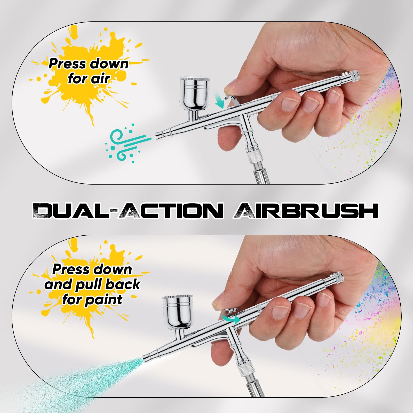 40 PSI Kit Aerografo Airbrush con Compressore Doppia Azione con Compressore per Modellismo per Verniciare,Decorazione di Torte,Pittura Artistic
