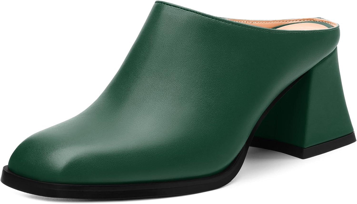 Women's Sandals, Square Closed Toe Mid Heels, Slip On Fashion Solid Matte Heeled Sandal for Daily Working Dating