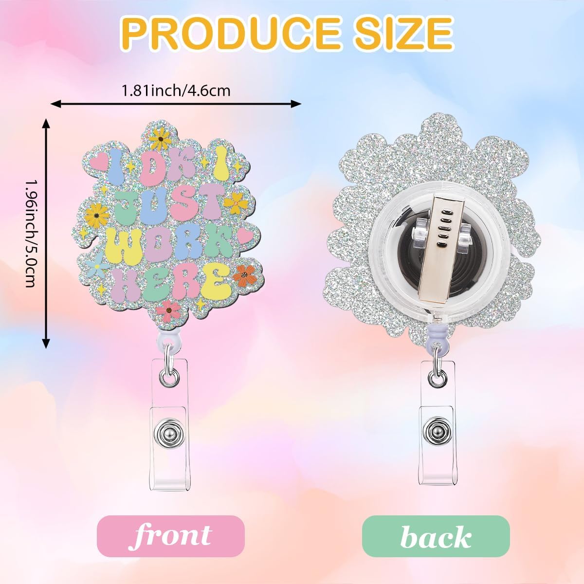 Retractable Badge Reel I DK I Just Work Here, IDK Nurse Pink Badge Holders with Clip, Funny Cute Nursing Badge Reels for Women Medical Assistant Office Worker Teacher Student CNA LPN RN Gifts image 2