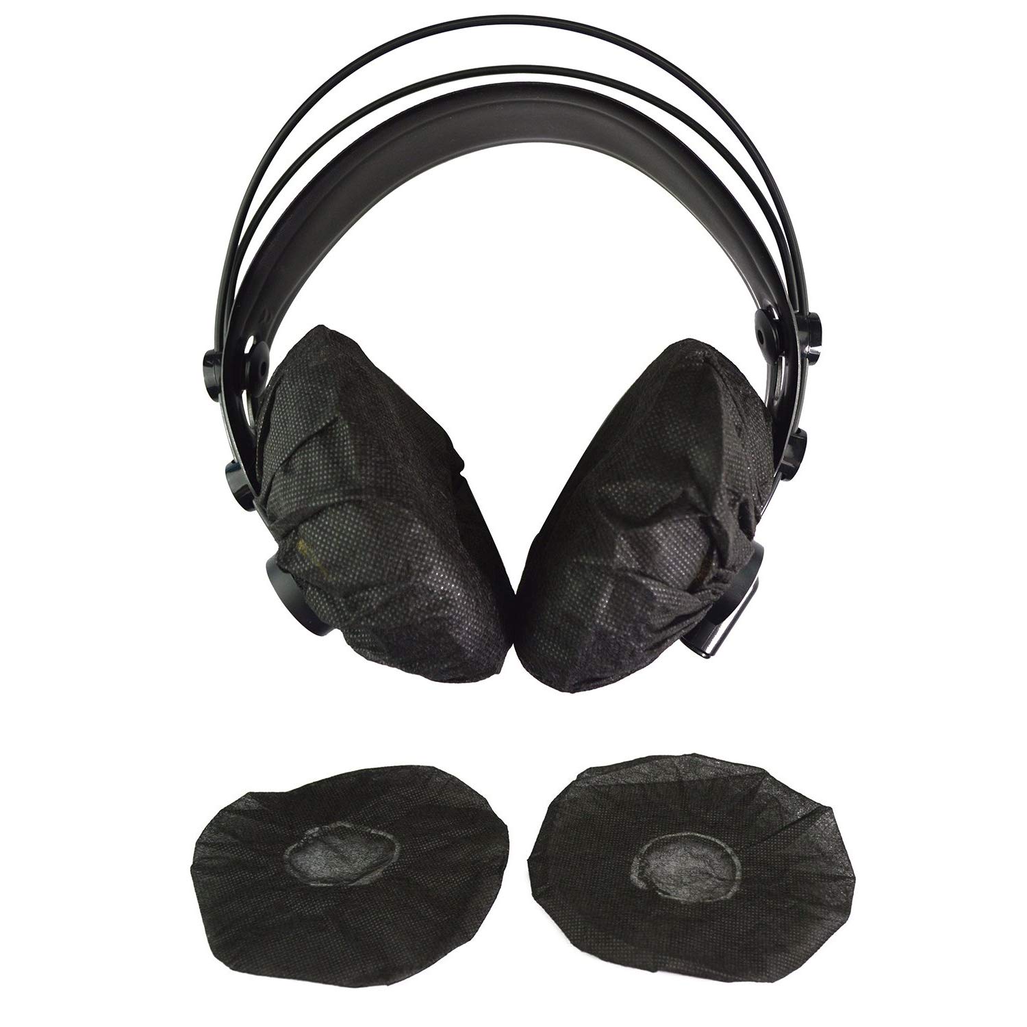 Tvoip Black Disposable Non-Woven Headphone Ear Covers (100 Count, 13 cm/ 5.12 Inch, Fabric)