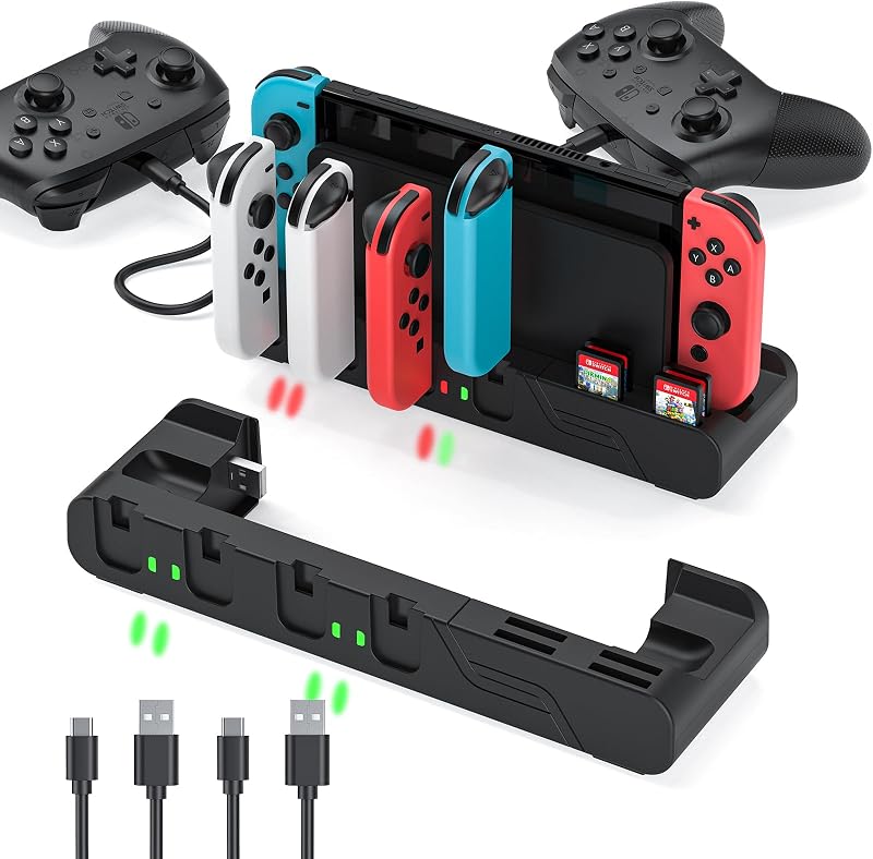 Switch Controller Charger Dock Compatible With Nintendo Switch And Switch OLED Model Joycons, Charges Up To 6pcs Joycon With Game Card Storage