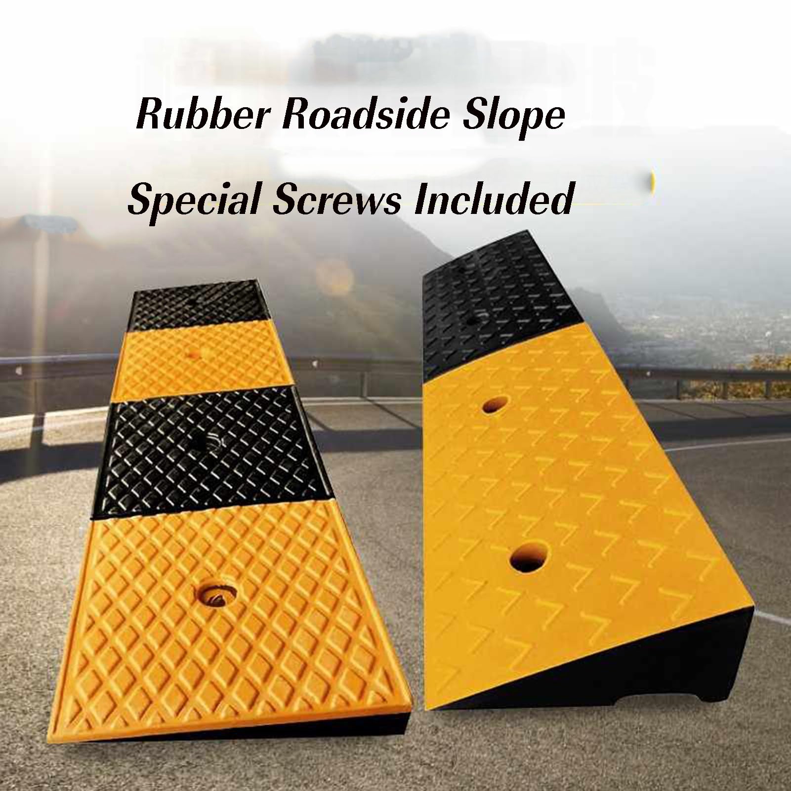 Badenes de Carretera, reductores de Velocidad combinables de Goma Resistente, badenes para Asfalto, hormigón y Grava (100x15x3cm)