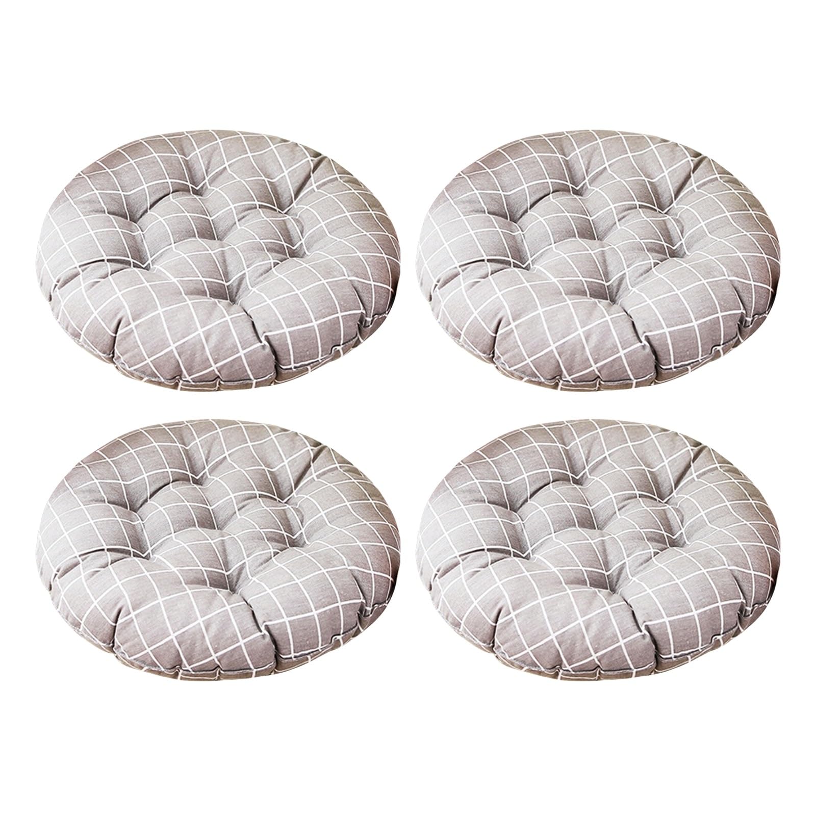 Aliuciku Set of 4 Seat Pads, Thick Round Tatami Chair Cushions for Dining Kitchen Office(B-3,50x50cm)