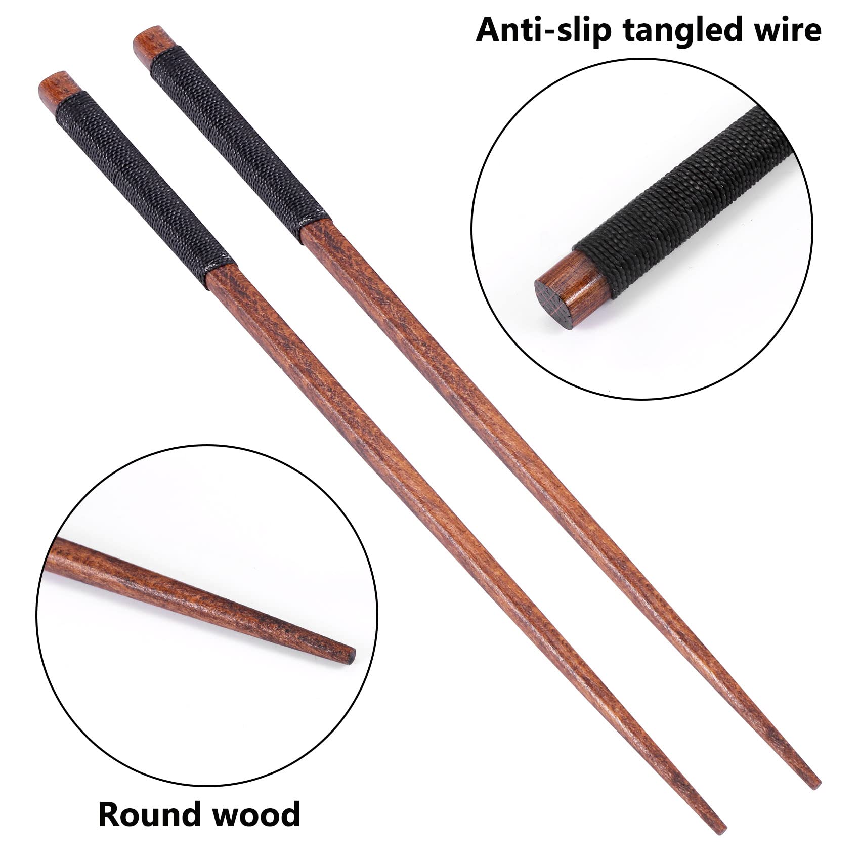 Pasuihcay 1 Pairs Japanese Natural Wood Chopsticks Value Pack Cooking Tableware Black