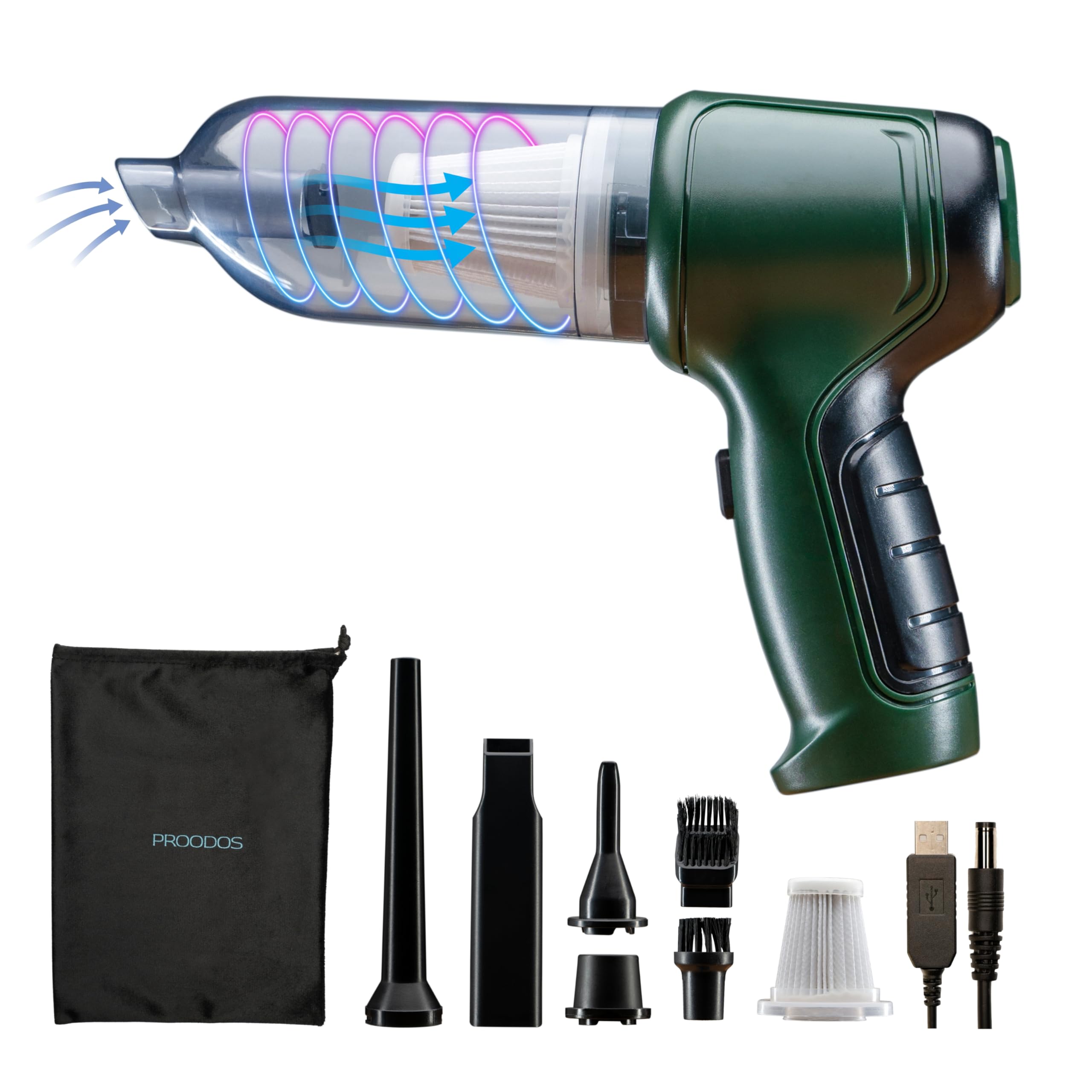 PROODOS Car Accessories Vacuum Cleaner for Car Use 120W | 42000 RPM | 4000 mAh Battery | 7000 Pa Suction | Blower and Car Vacuum Cleaner 2 in 1 for Efficient Cleaning (Green) 6 Months Warranty-picture-25