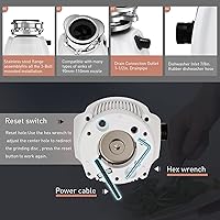 Vista 7 de Trifecte Pro - Triturador de basura de 3/4 HP con reducción de sonido, desechos de alimentos coutinuous con cable de alimentación, gancho