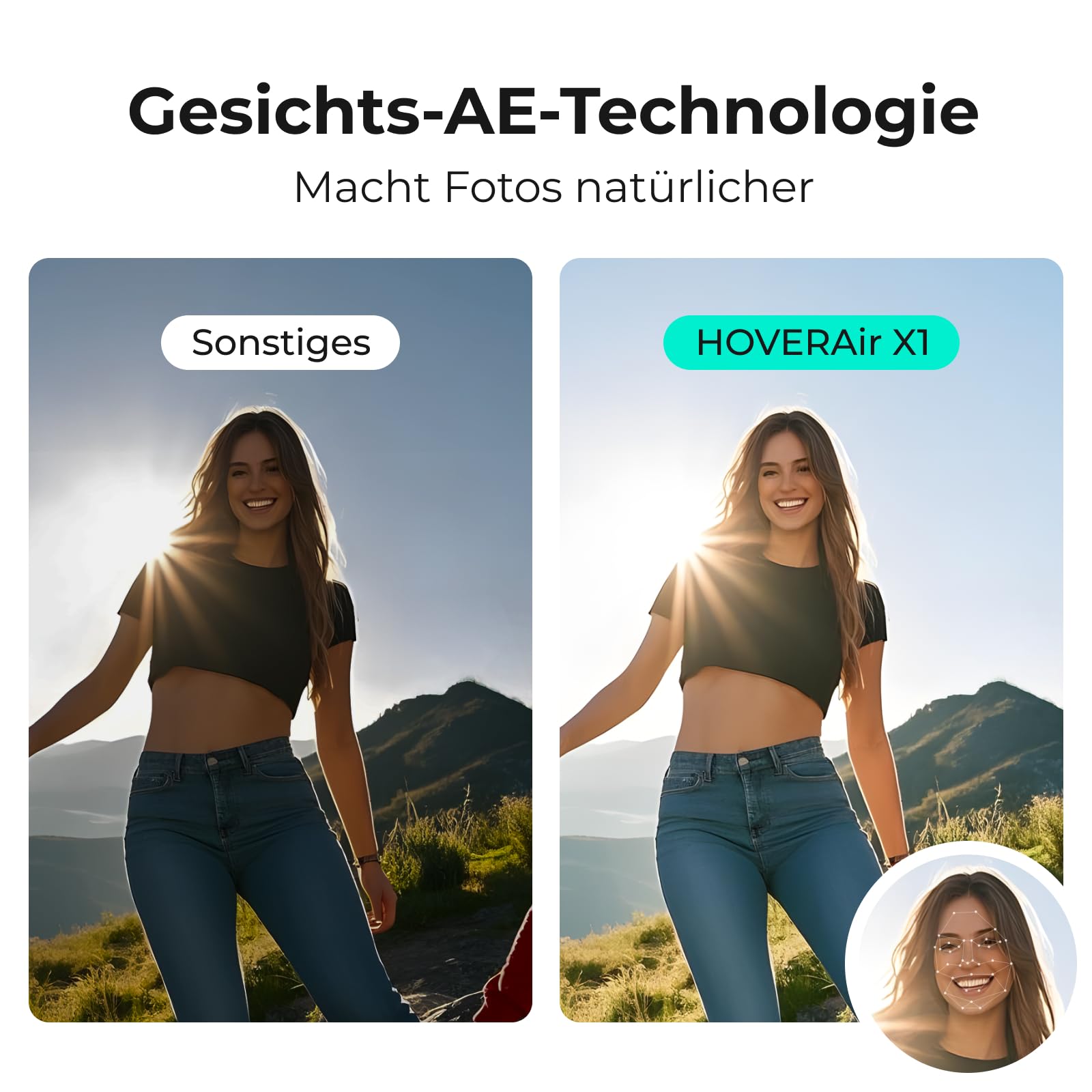 HOVERAir X1 Drohne mit kamera, Selbstfliegend Kamera Drone mit Folge-mir Modus, Mini Drohne im Taschenformat, HDR-Videoaufnahme, intelligente Flugrouten, Freihandsteuerung, Weiß (Combo Plus)