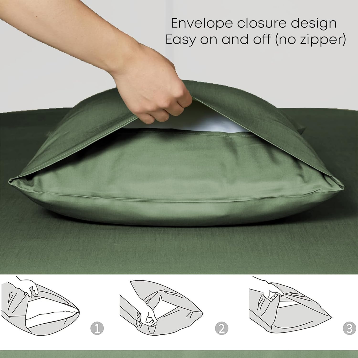 Linenwalas Eucalyptus Tencel Bed Sheet Set Queen Size 4Pc - Green Bedding Lyocell 16" Deep Pocket Sheets - Soft Breathable & Cooling Sheets Set for Hot Sleepers (Queen, Avacado Green) - Image 4