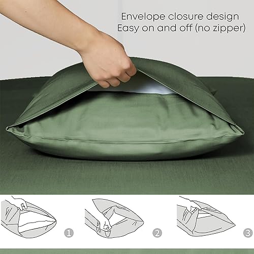 Miniatura 4 de Linenwalas Juego de sábanas tamaño King  Juego de sábanas de eucalipto austríaco Tencel Lyocell 4 piezas, ropa de cama verde, sábanas refrescantes,