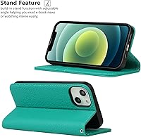 Vista 68 de iCoverCase Funda tipo cartera compatible con iPhone 13 Pro Max con ranuras para tarjetas, funda magnética de piel auténtica con bloqueo RFID, Naranja