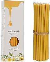 ENCANLIGHT 8 Inch 100% Pure Natural Beeswax Prayer Candles 50 Pack - Dripless Smokeless 60 Min Burn for Prayer Weddings Relaxation