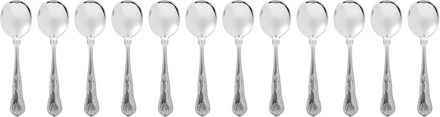 Kings Cutlery Soup Spoons - Pack of 12 | Stainless Steel Soup Spoons, Genware Kings Cutlery
