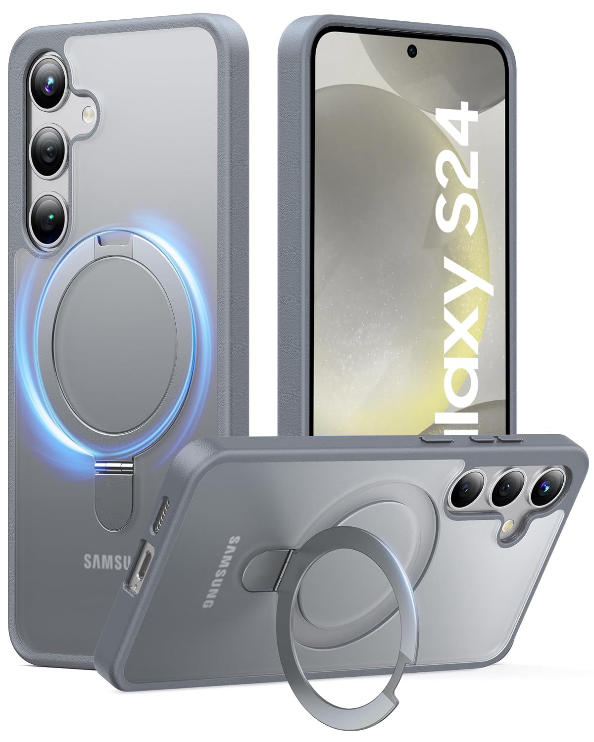 DIZORO TPU Magnetic 360° Ring Stand Case Fit for Samsung Galaxy S25 Ultra Case, Compatible & Wireless Charging,Military Grade Drop Tested,Translucent Hard kick Back Cover (New White) — Amazon image 15