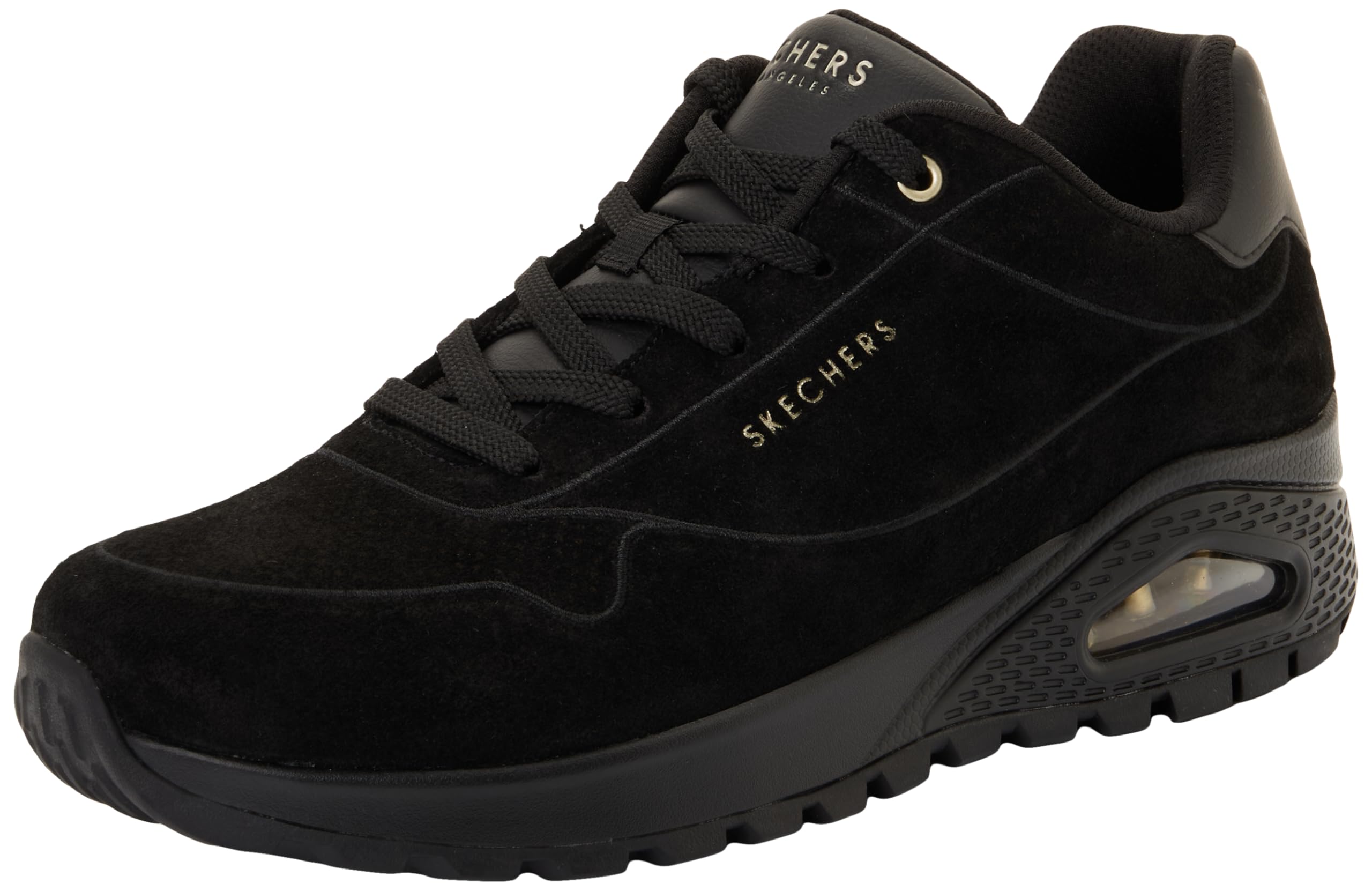 Skechers Women's Uno Rugged Chillproof Sneaker, Black Suede/Duraleather/Embroidery Trim, 3 UK