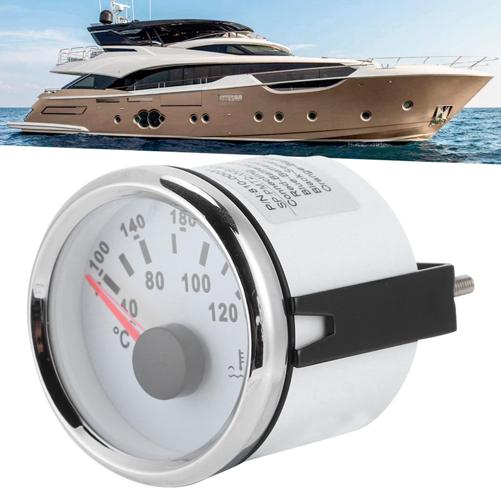 Jauge de température d'eau universelle pour moteur marin de 52 mm de 40 à 120 ℃, compteur de température pour bateau, camping-car, véhicules marins, précis et facile à installer, #612, White Dial