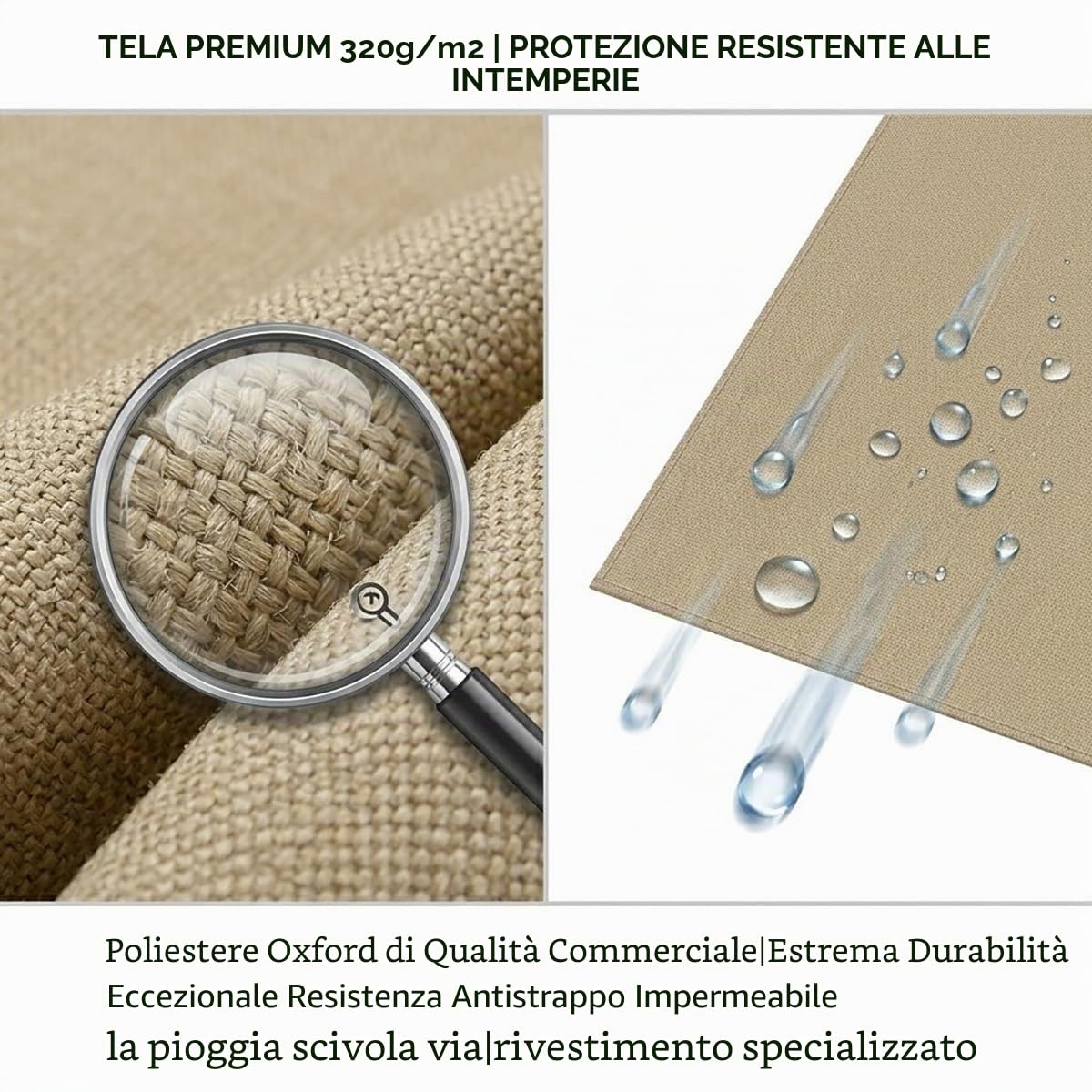 Generico Tessuto di Ricambio per Tende da Sole Telo 200cm 300cm 400cm 500cm Poliestere Resistente per Patio, Terrazzo, Esterno, Giardino Telo di Ricambio per Tenda Parasole Retrattile
