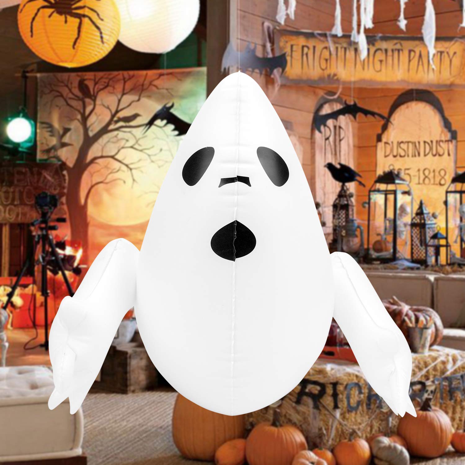 Qpout Ghost Inflatable Decoration, Halloween Outdoor Hanging Decor, Halloween Outdoor Spooky Holiday Props for Halloween Home Yard Garden Indoor Porch Outdoor DecorParty Supplies,Trick or Treat Night
