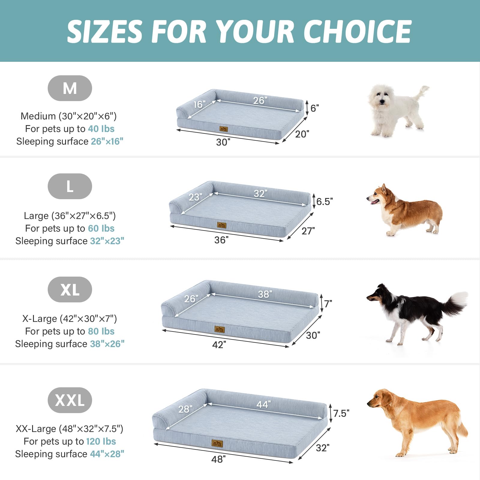 COZY KISS Panier Chien Orthopédique Rafraîchissant, Tapis Chien pour Chien Imperméable, Coussin Chien Dehoussable Lavable, Lit Chien avec Housse Amovible, Canapé pour Chien, Bleu, XL(107x76x18 cm)
