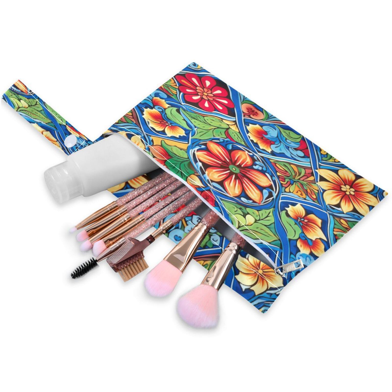 ATTX Mexican Ceramic Tile Wet Dry Bags 2-Pack - Reusable Cloth Diaper Storage for Travel, Beach & Gym | Multi-Use Waterproof Bags for Swimsuits, Baby Clothes, Sports Gear#308