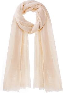 Nydotd Women Summer Cotton Linen Scarf Crinkle Long Beach Shawl Wrap hijab with Fringe