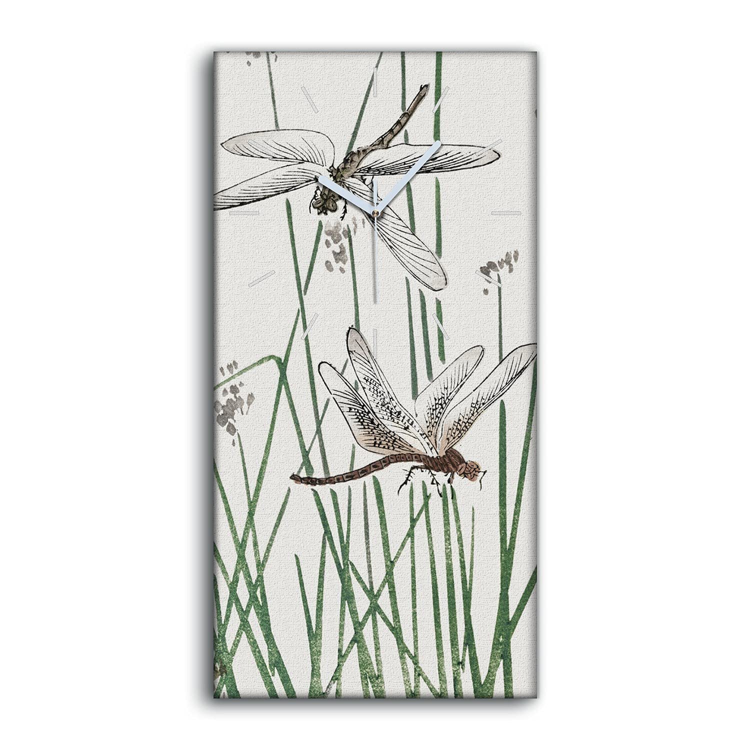 Horloge sur Toile Décoration Salon Zen Tableau Moderne Insectes Asiatiques