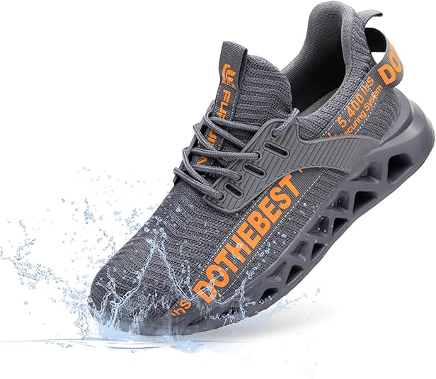 Furuian Steel Toe Sneakers for Men Women Lightweight Safety Shoes Comfortable Puncture Proof Slip On Indestructible Work Shoes