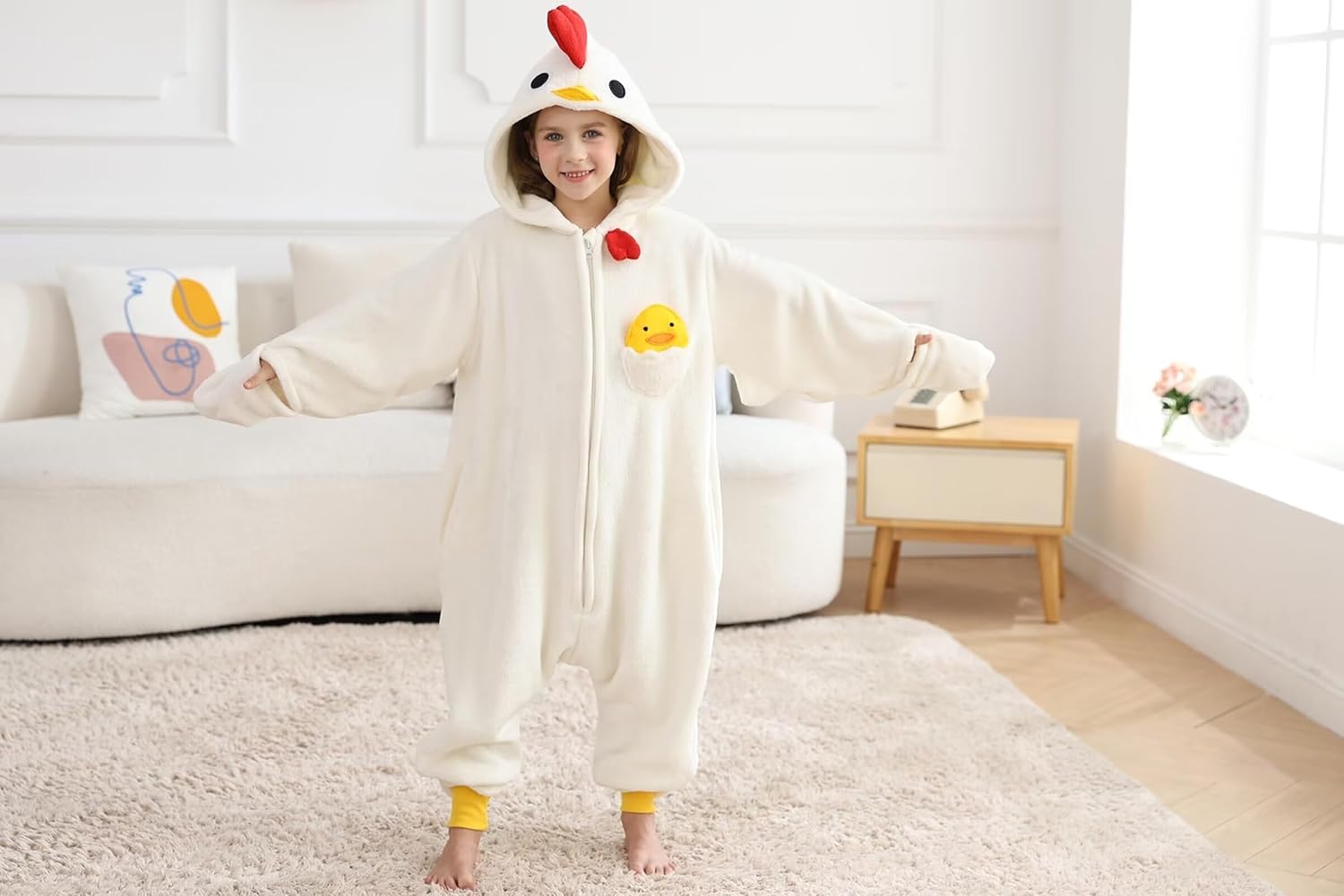 DarkCom Kids Animal Onesie,Women and Mens Cosplay Chicken Onesie Halloween Costume Christmas Pajamas Sleepwear - Image 2