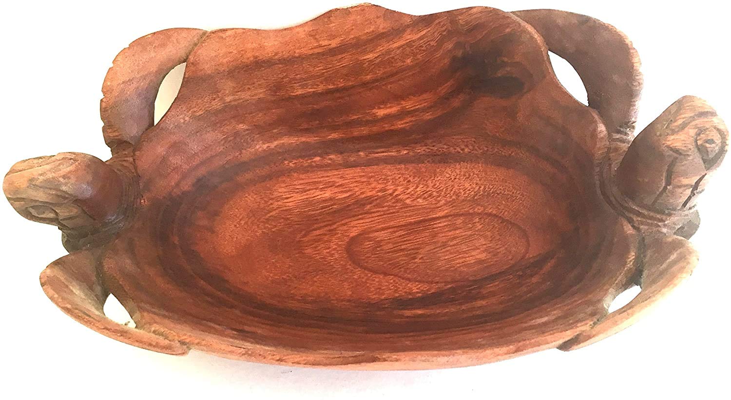 OMA Wooden Turtle Decorative Bowl Centerpiece Hand Crafted Fruit Bowl Serving Bowl Platter Candy Dish Home Decor XLarge