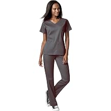 WonderWink PRO Womens 4 Pocket Wrap Top & Knit Waist Cargo Pant Scrub Set + Badge Reel