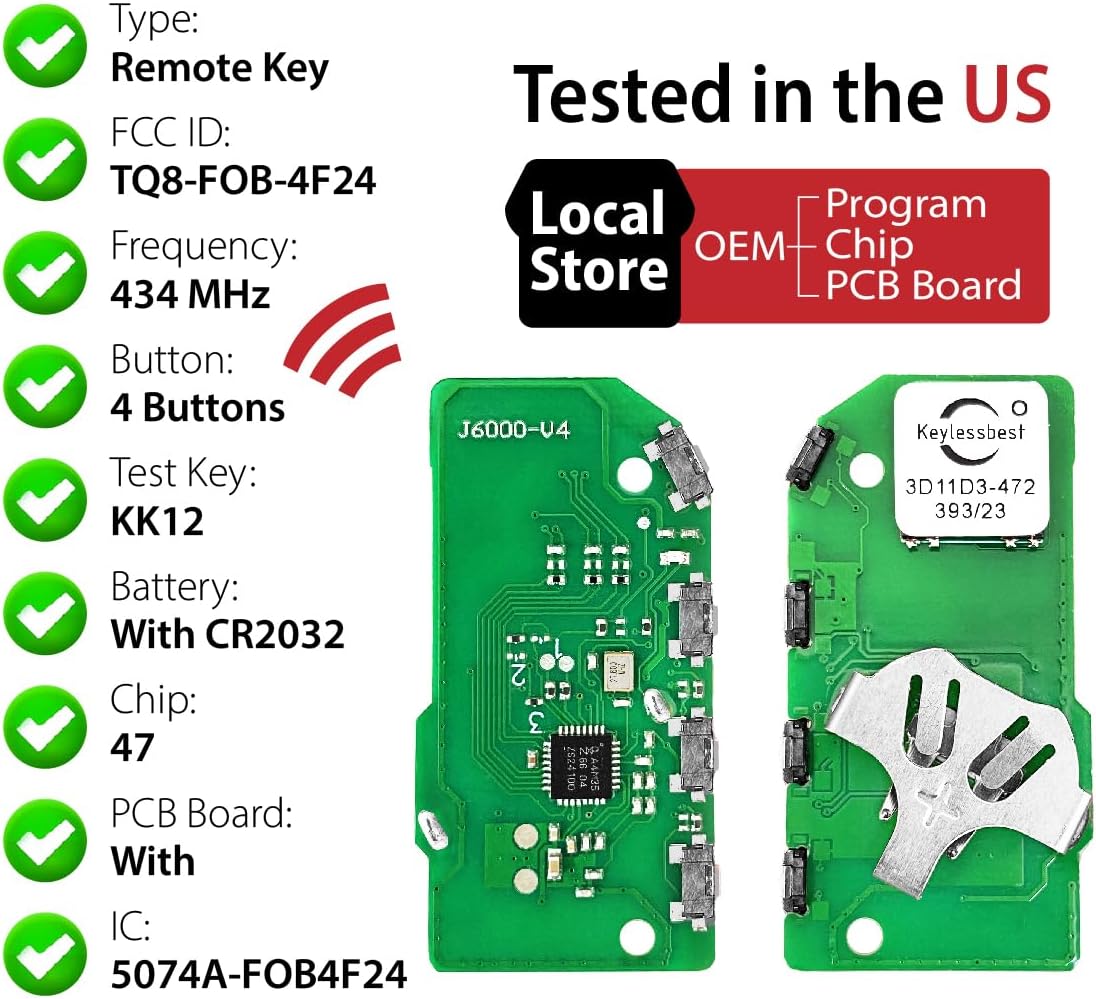 Replacement for 2019 2020 Kia NIRO Key Fob Remote Control TQ8-FOB-4F24 4 Buttons 434MHz