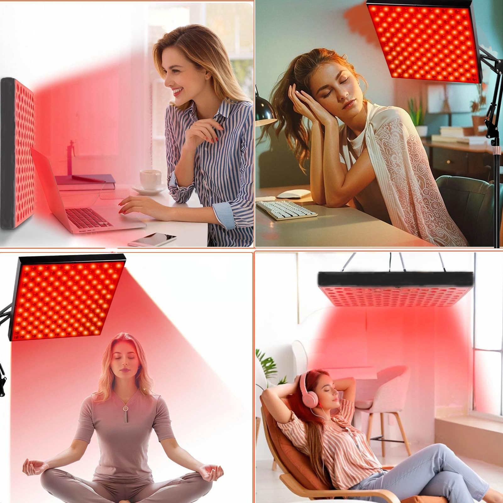 Lampa LED do terapii światłem czerwonym do ciała i twarzy – 660 nm i 850 nm urządzenie do terapii światłem bliskiej podczerwieni ze stojakiem, pilotem zdalnego sterowania, timer 10-60 minut, 5