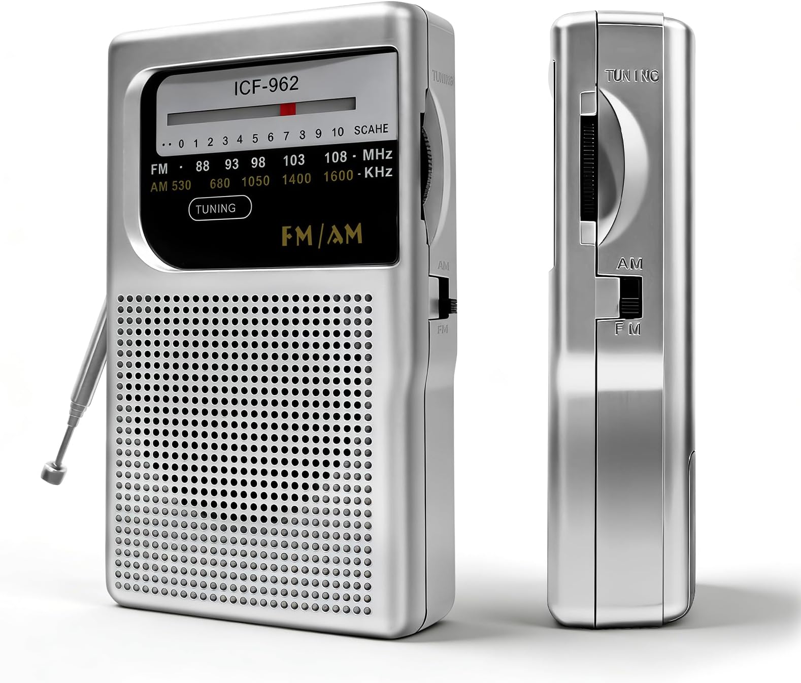 Radios Portable AM FM,Small Radio with 3.5 Input for Headphones Earphone Analog Tuning,Transistor Pocket Radio with Hand Strap,Used for Running/Walking/Traveling(Silver)