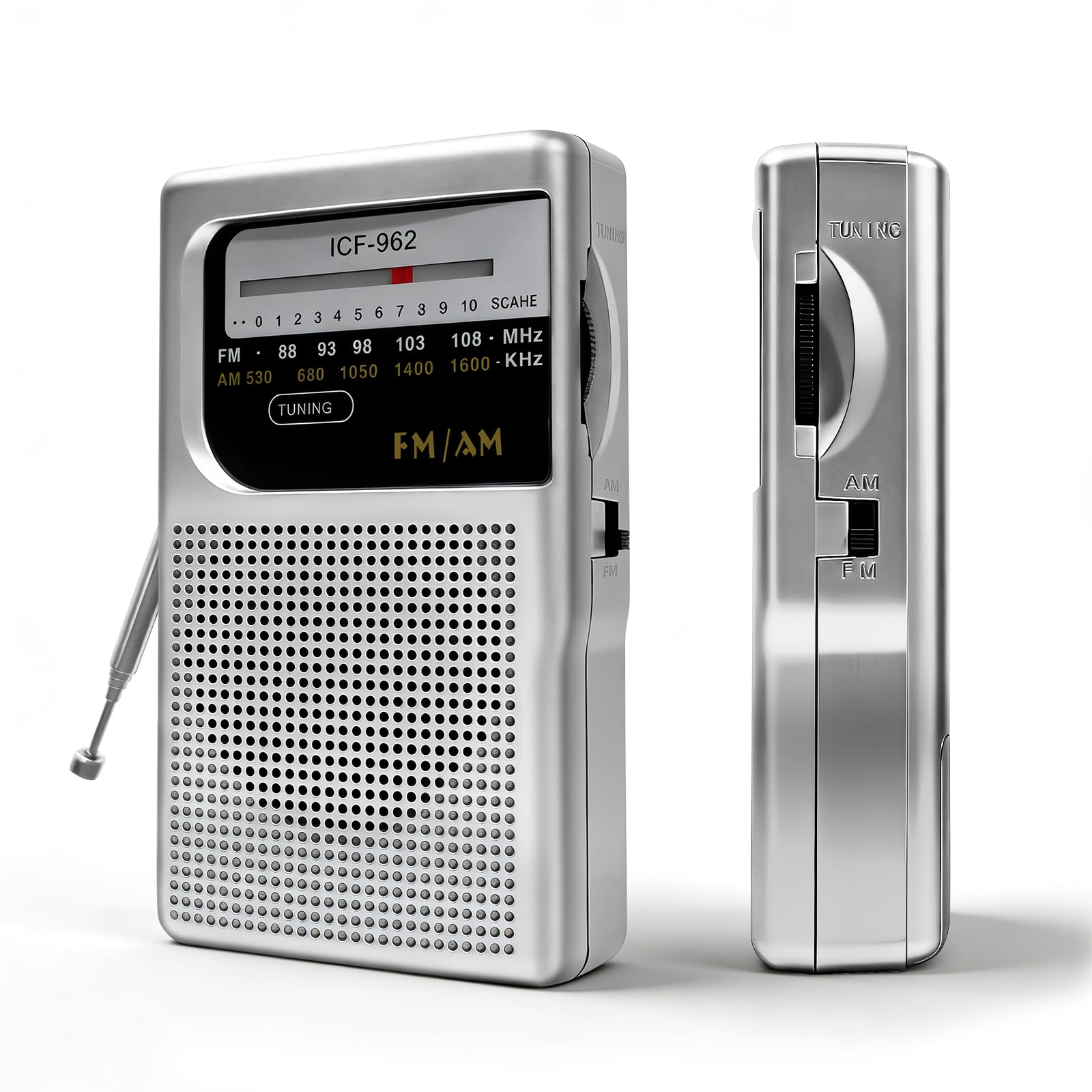 Radios Portable AM FM,Small Radio with 3.5 Input for Headphones Earphone Analog Tuning,Transistor Pocket Radio with Hand Strap,Used for Running/Walking/Traveling(Silver)-image-32