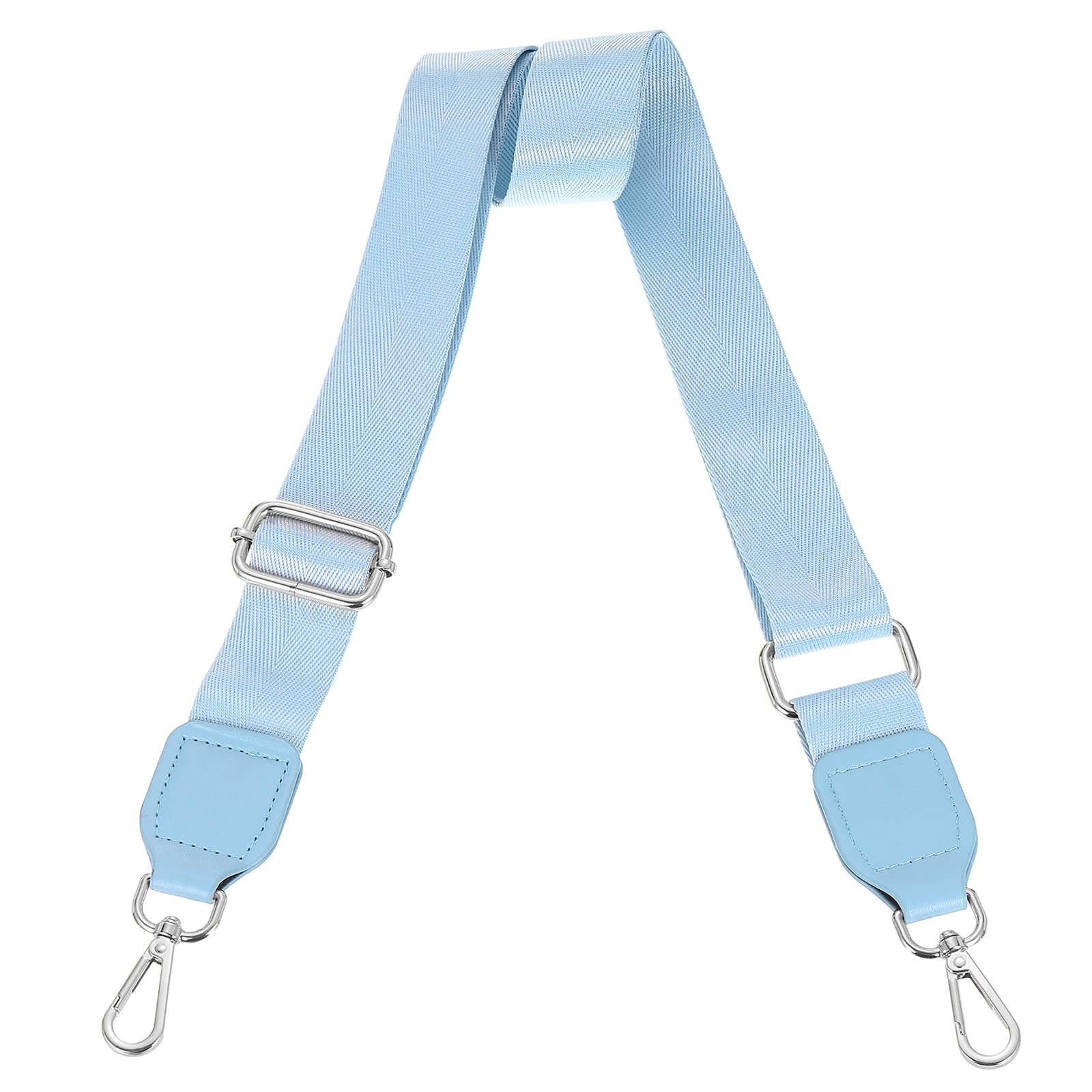 uxcell Wide Shoulder Strap, 3.8cm Adjustable Purse Strap Replacement Crossbody Strap for Shoulder Bag Handbag, Sky Blue, Silver Square Mouth Buckle