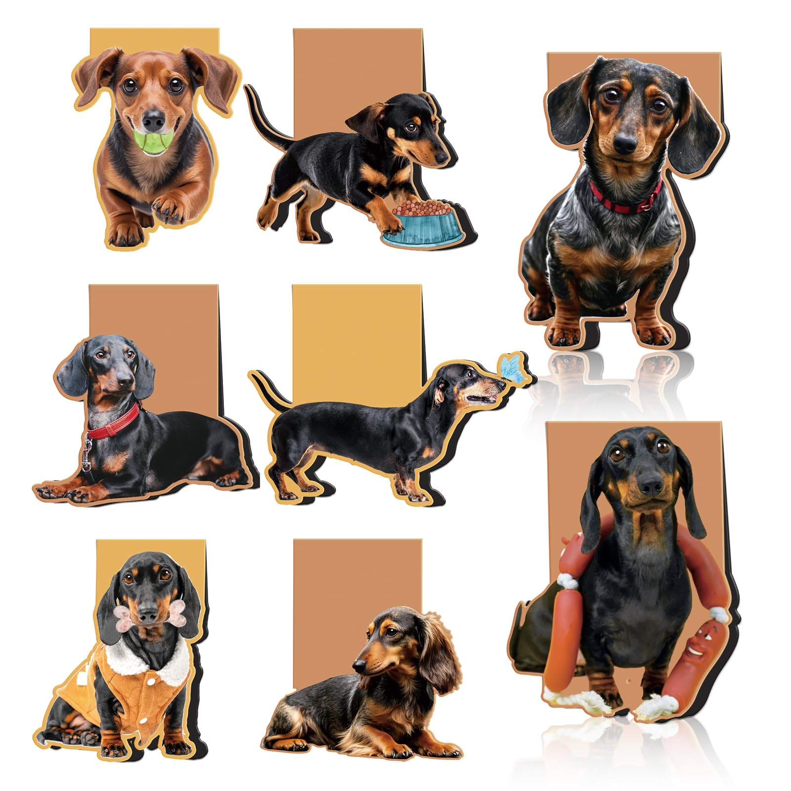 Wxiben Dachshund Magnetic Bookmark Gifts - 8 Pcs Sausage Pet Dogs Magnetic Bookmarks Dog Book Mark Magnets Page Marker Clip Gift for Dachshund Lovers Students Teacher School Reading Book Marks