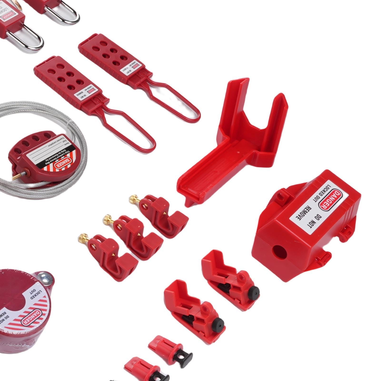 Aramox Kit de Etiquetado de Bloqueo Eléctrico, Kit Loto de Seguridad de Nailon Resistente con Bloqueos de Disyuntor Universales para Entornos Industriales Peligrosos