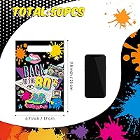 Vista 2 de Qeeenar 50 bolsas de regalo de fiesta de los años 80 a granel de plástico de regreso a los 80, regalos de hip hop, bolsas de golosinas para regalos