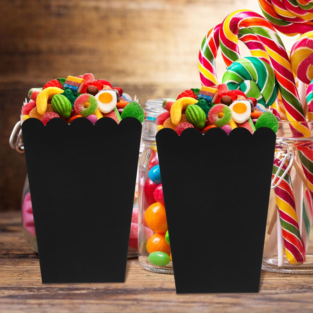 Cajas de Palomitas de Maíz de Papel Negro, 100 Unidades