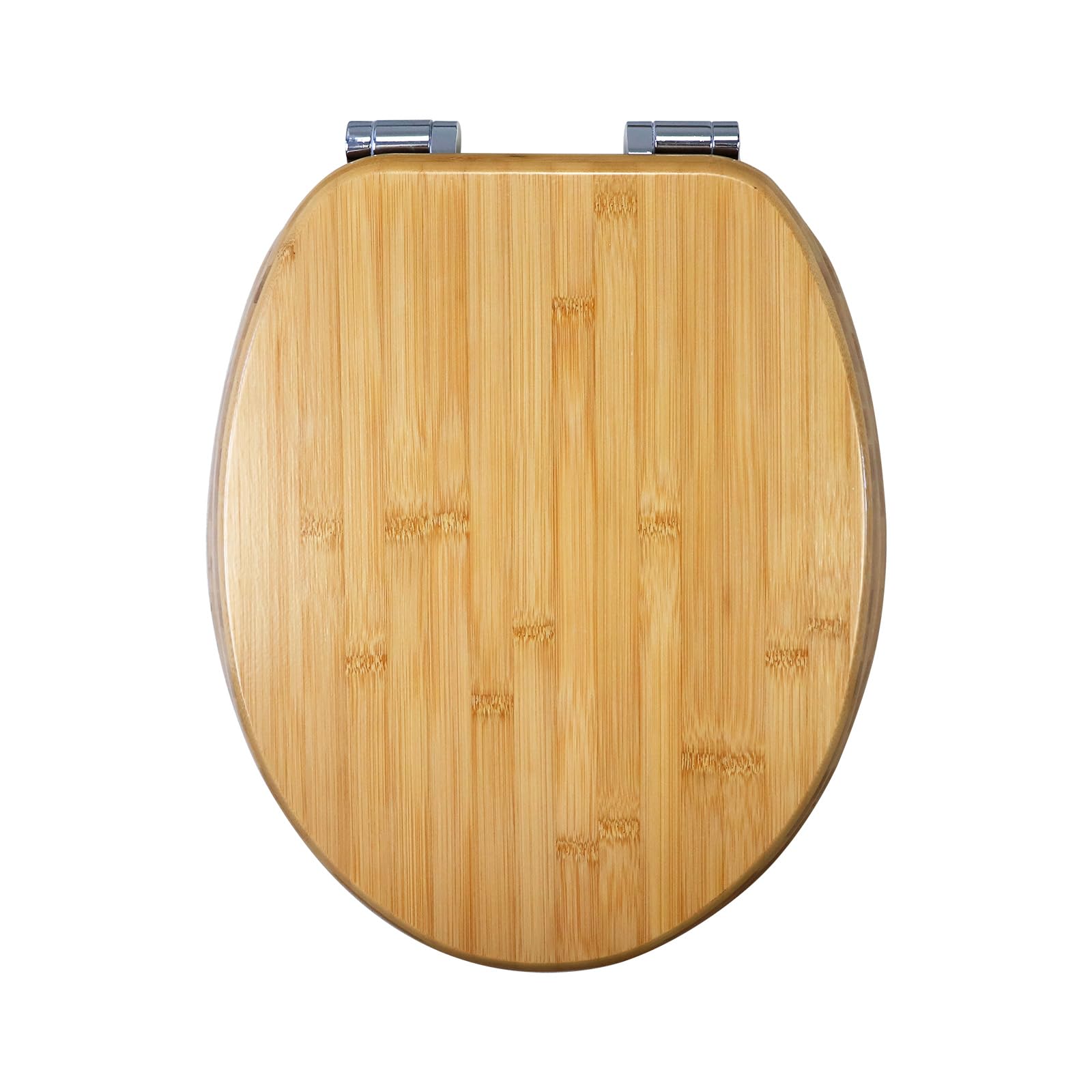 Asiento de inodoro de madera maciza natural, asiento de inodoro de madera de bambú, asiento de inodoro de cierre suave con bisagras de metal, fácil de instalar y fácil de limpiar (bamboo02)