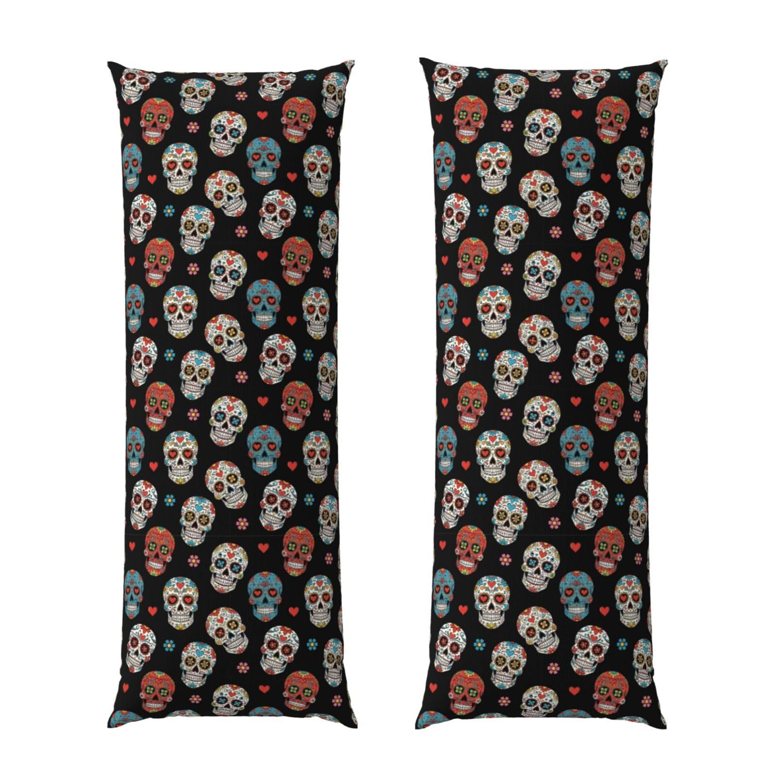 Long Pillowcase 20x54, Day of The Dead Sugar Skull, Soft Velvet Pillow Cover with Hidden Zipper, Plush Cushion Protector for Bedroom Sofa Couch Sleeping