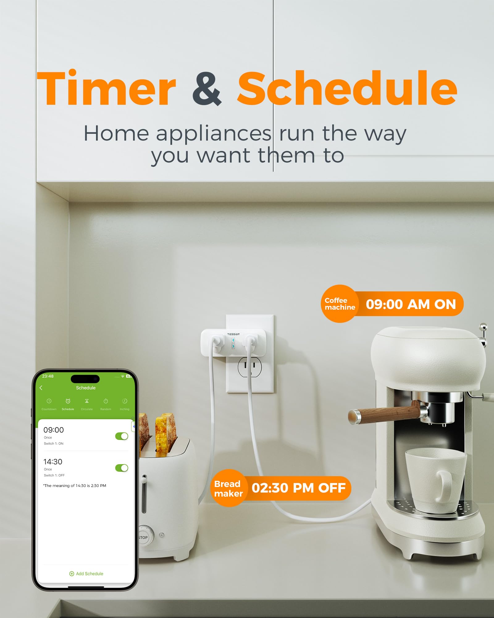 TESSAN 2 Pack Smart Plug WiFi Smart Outlet with Dual Sockets Compatible with Alexa and Google Home Remote — view 5