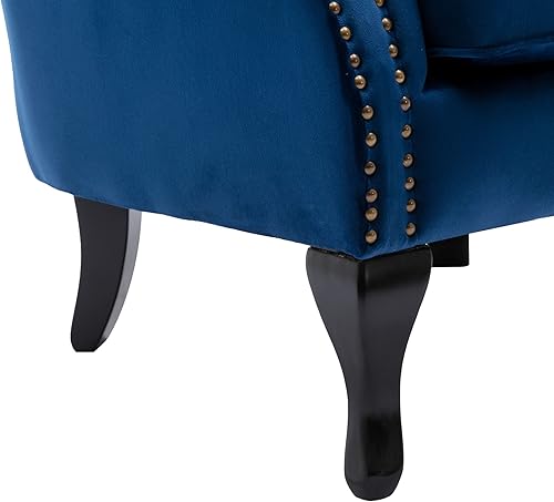 Miniatura 6 de Silla decorativa moderna de mediados de siglo, sillón tapizado, cómodo sofá individual de tela de terciopelo con respaldo copetudo para espacios